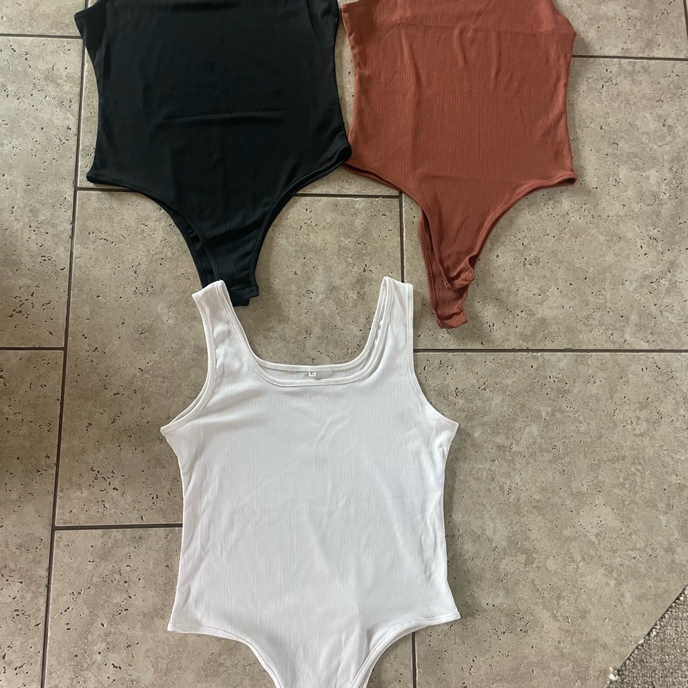 Stylish bodysuit Set - Black, Brown, and White XL